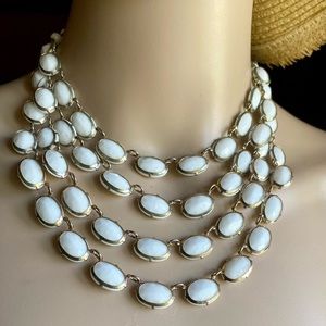 Vintage milk glass statement necklace